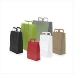 Bolsas de papel anónimas de asa plana | Pack de 50 bolsas